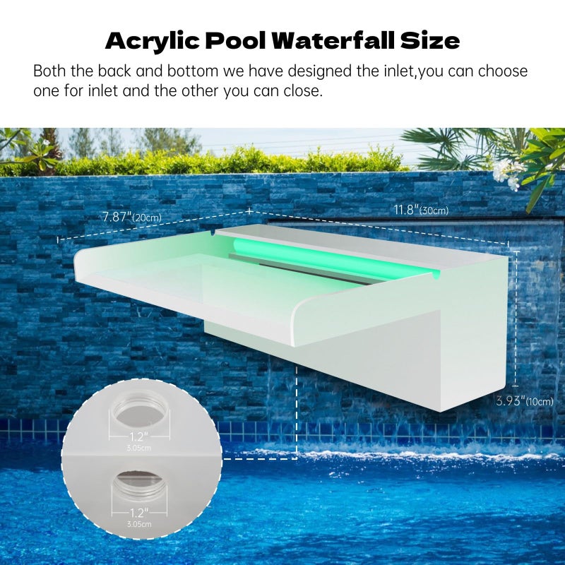 Pamopamo Pond Waterfall Spillway APP التحكم متعدد الألوان LED ضوء في الهواء الطلق نافورة حمام سباحة أكريليك مجموعة نوافير المياه لحديقة الفناء وحمام السباحة - 11.8 بوصة × 7.8 بوصة × 3.9 بوصة - Image 3